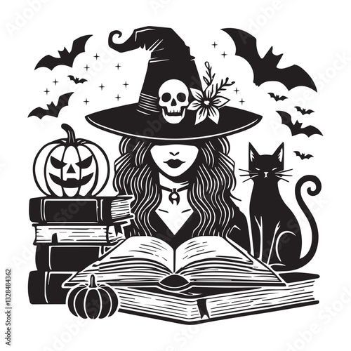 Book with magical vector illustration, Book Reader clipart design, books and mythical Art