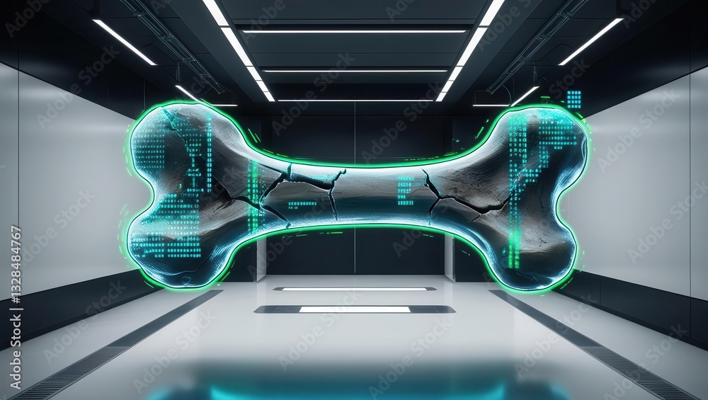Naklejka premium Futuristic digital bone structure virtual lab 3d render sci-fi environment close-up view