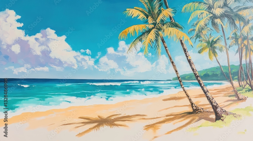Obraz premium Tropical Paradise: Serene Beachscape with Palm Trees
