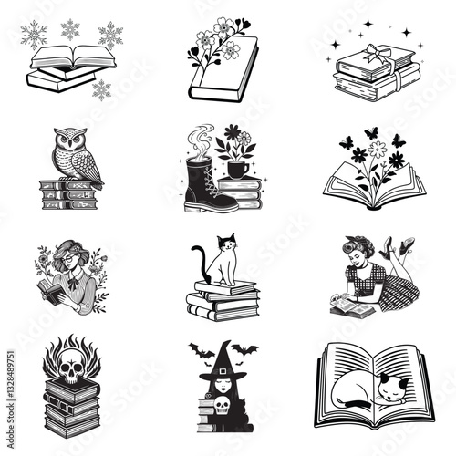 Creative Collection of Book Lover Vector Illustration and Reading Art
