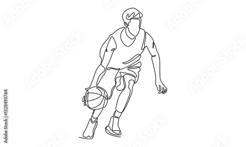 Wallpaper Mural Continuous line of basketball player dribbling the ball Torontodigital.ca