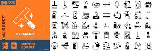Cleaning Duotone Editable Icons set