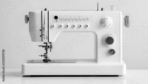 Modern Sewing Machine on Minimalist Background for Crafting and Design - A Sleek, Contemporary Sewing Machine Set Against a Simple, Clean Backdrop Ideal for Creative Projects and Inspiration.