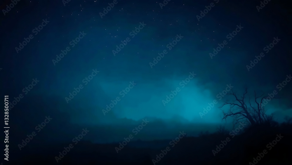 Fototapeta premium Eerie Nightscape: Dramatic Night Sky with Mysterious Clouds and Moonlit Tranquility