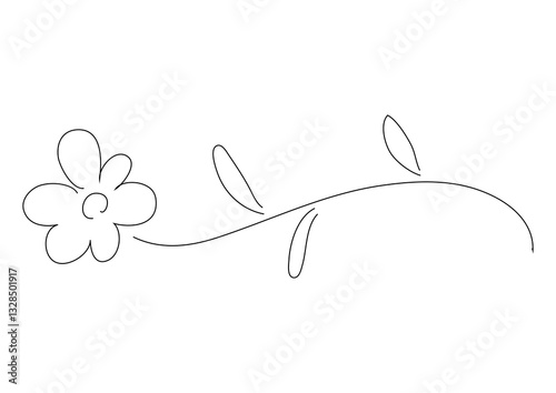 手描きのシンプルな花の線画イラスト