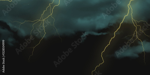 Mountainous Cumulus Clouds Boiling in the Summer Sky. White cloudiness, mist or smog overlay backgrounds. Wide sky and clouds dark tone. Dark cloud at evening sky with thunder bolt.