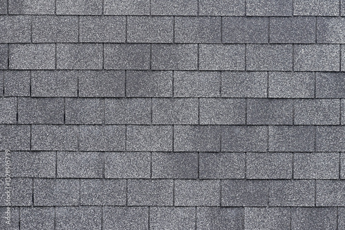 Texture of asphalt shingle​ wall. Abstract shingles bricks texture, Geometric pattern background, Details of wall material, Can be used as background for display or montage your products. Side view.