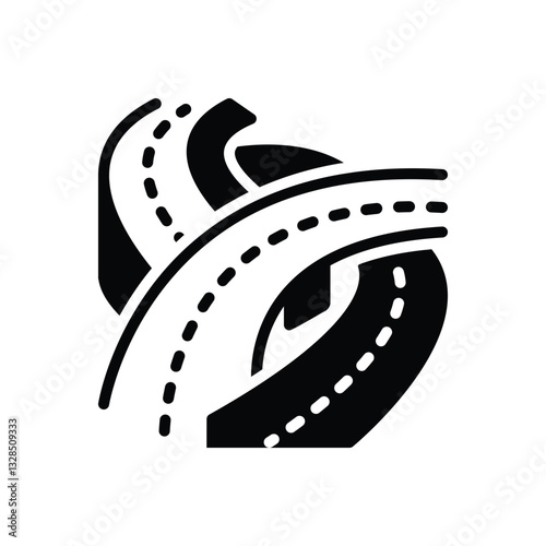 Black solid icon for roads