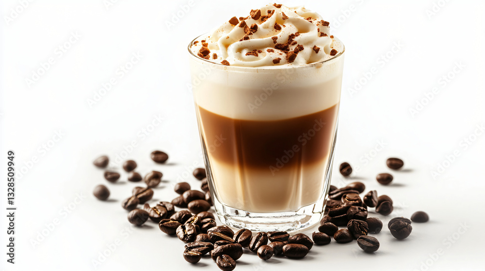 Delightful cup of coffee with whipped cream captured in realistic style perfectly isolated for a stunning visual appeal Delightful cup of coffee with whipped cream captured in realistic style perfectly isolated for a stunning visual appeal