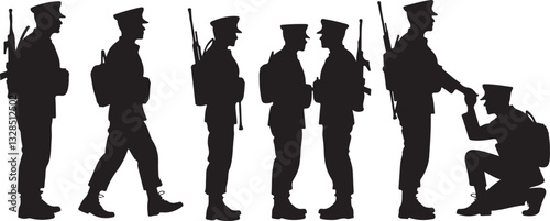 Military Soldier Silhouette Vector Set
