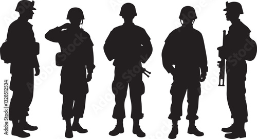 Military Soldier Silhouette Vector Set
