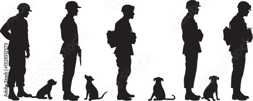 Military Soldier Silhouette Vector Set
