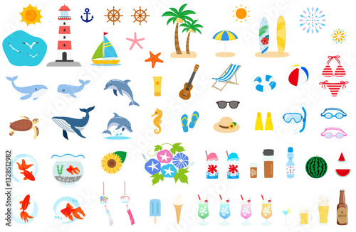夏素材のイラストセット