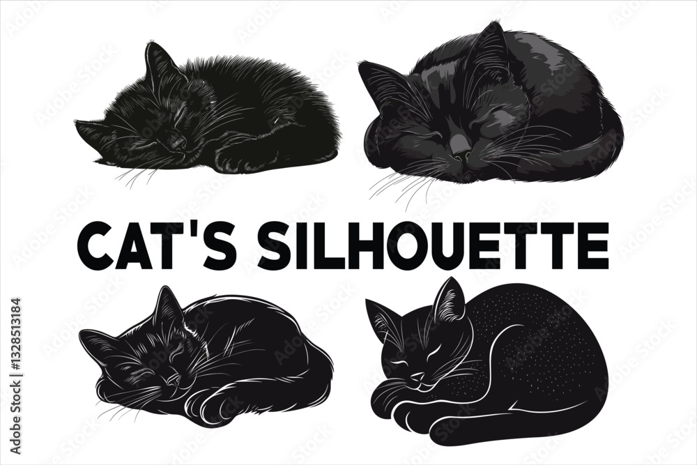 cats sleeping silhouette