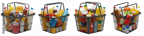 Shopping Basket with Packaged Goods, Cut Out Set