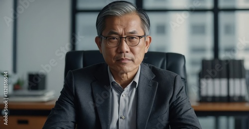 Determined Business Leader at Workstation, Embodying Expertise and Authority

