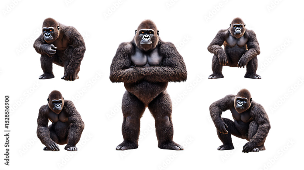 Pack Gorilla Set Against Transparent Background for Wildlife Conservation, Jungle Themes, or Nature-Inspired Design Projects Pack Gorilla Set Against Transparent Background for Wildlife Conservation, Jungle Themes, or Nature-Inspired Design Projects