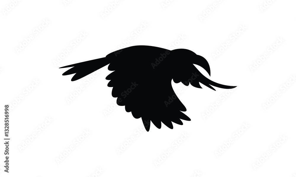 Naklejka premium Flying African grey hornbill bird Silhouette Design And Vector Illustration. 