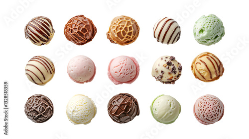 Pack Gelato Set in Different Poses Against Transparent Background for Dessert Branding, Ice Cream Parlors, or Food Illustrations