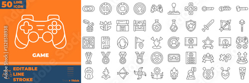 Game Line Editable Icons set