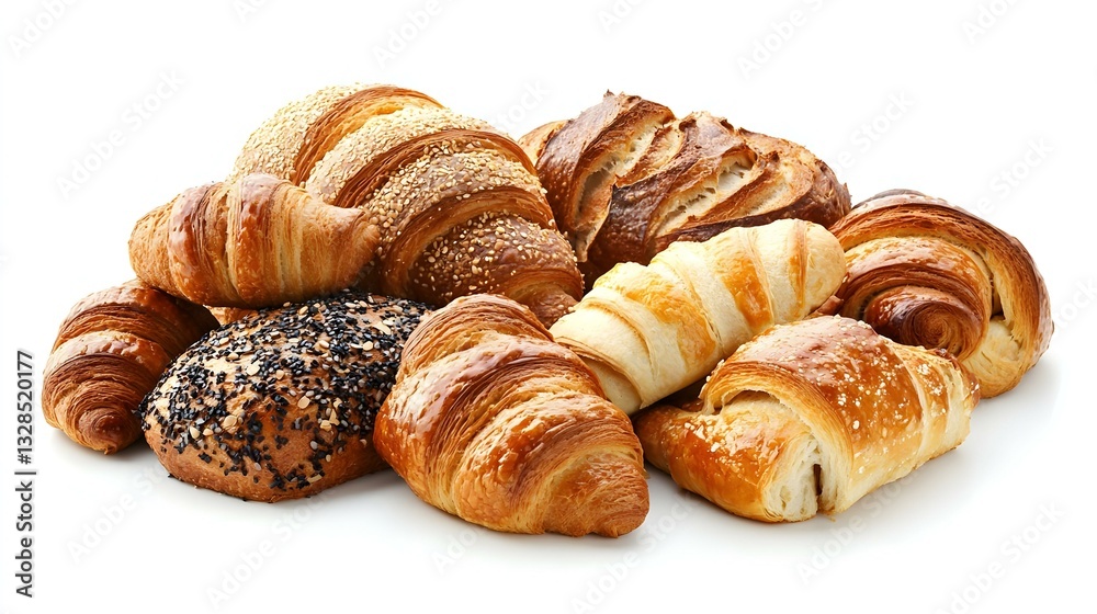 Clean display of bakery items like croissants Clean display of bakery items like croissants