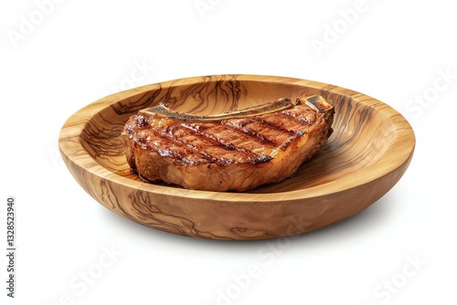 Grilled Beef Steak on Wooden Plate a Culinary Delight for Dinner
