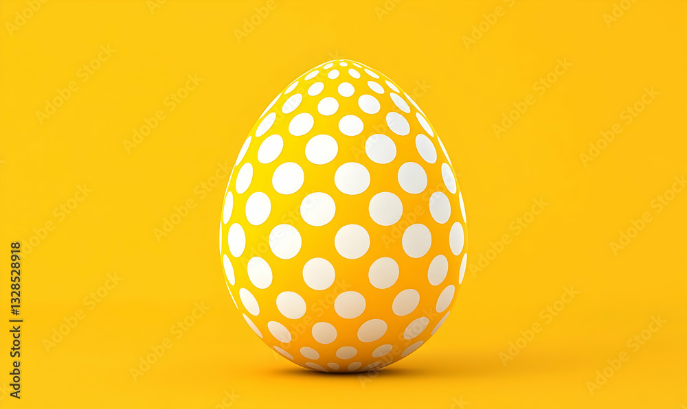 Bright Yellow Background with White Polka Dot Easter Egg Design
