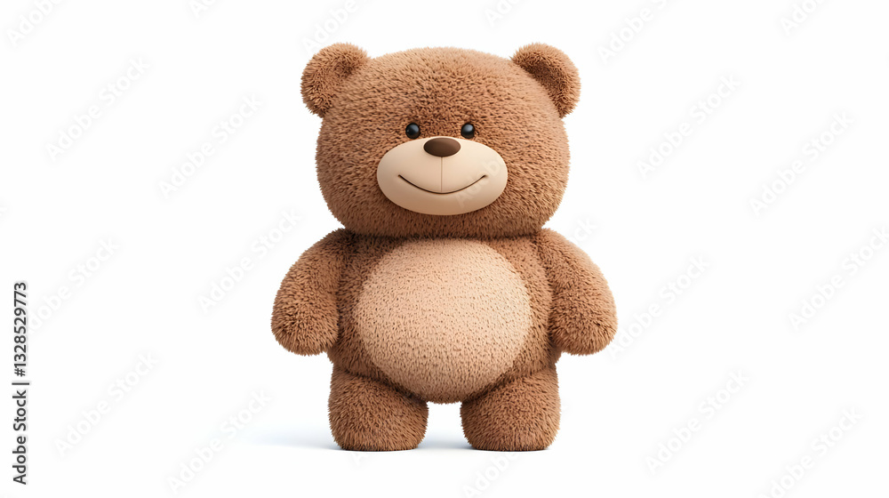 Adorable Soft Toy Bear with Smiling Face and Fluffy Texture Adorable Soft Toy Bear with Smiling Face and Fluffy Texture