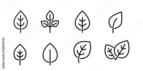 Leaf line icons. Editable stroke. Pixel perfect..