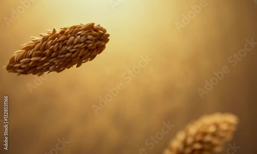 The grains of rice from the harvest are collected