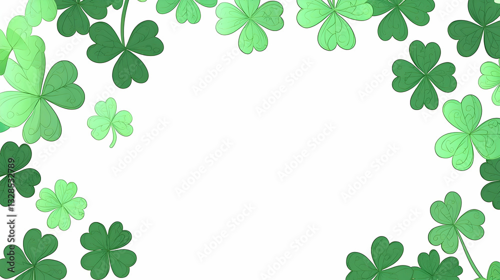 Green Shamrocks Pattern with White Background for St. Patrick's Day Green Shamrocks Pattern with White Background for St. Patrick's Day