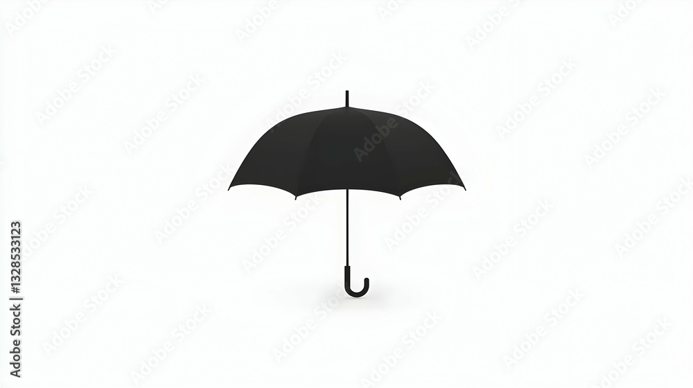 Black Umbrella Isolated on White Background for Creative Use Black Umbrella Isolated on White Background for Creative Use