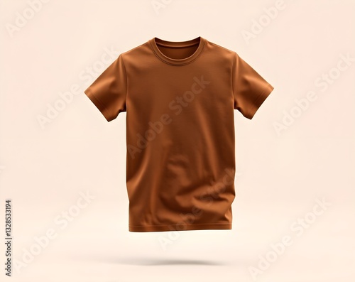 Elevated Comfort: A minimalist studio shot highlights a neatly presented brown T-shirt, exuding a sense of effortless style and casual sophistication.