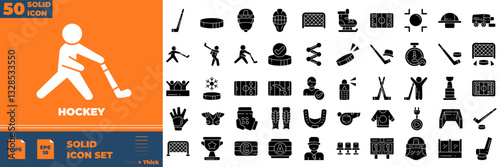 Photography Hockey Solid Editable Icons set
