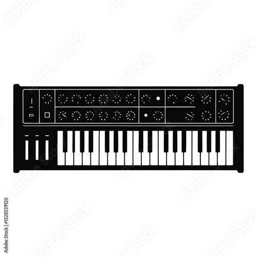 Synthesizer knobs Silhouette, Vector, Icon, Logo, White Background.