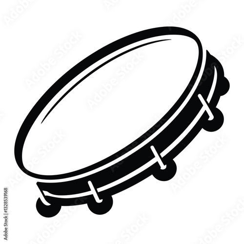 Tambouring jingling Silhouette, Vector, Icon, Logo, White Background.