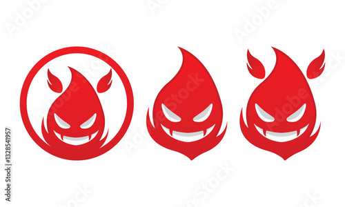 Set bad fire mascot esport logo design. Devil Fire and Devil Flame Logo.