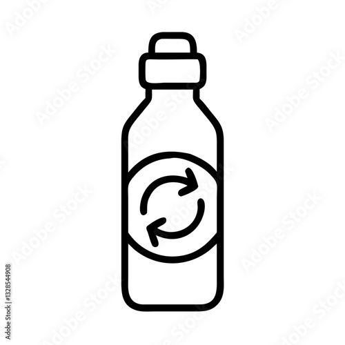 Reusable bottle icon with recycling symbol and eco-friendly concept
