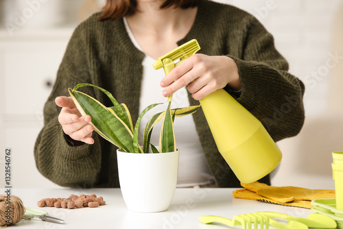 Woman's hands misting a sna...