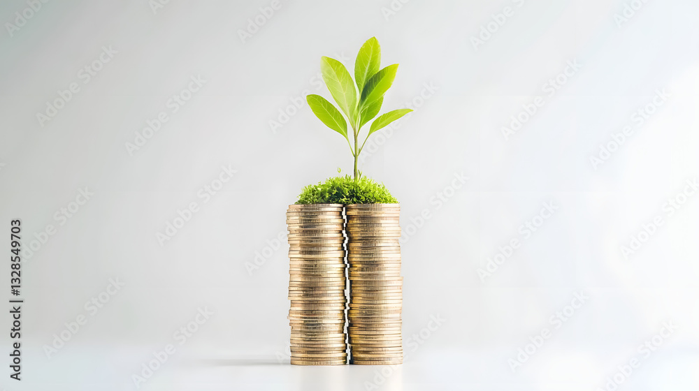 A stack of coins with a plant growing on top, symbolizing financial growth, investment, sustainability, and economic prosperity.
A stack of coins with a plant growing on top, symbolizing financial growth, investment, sustainability, and economic prosperity.