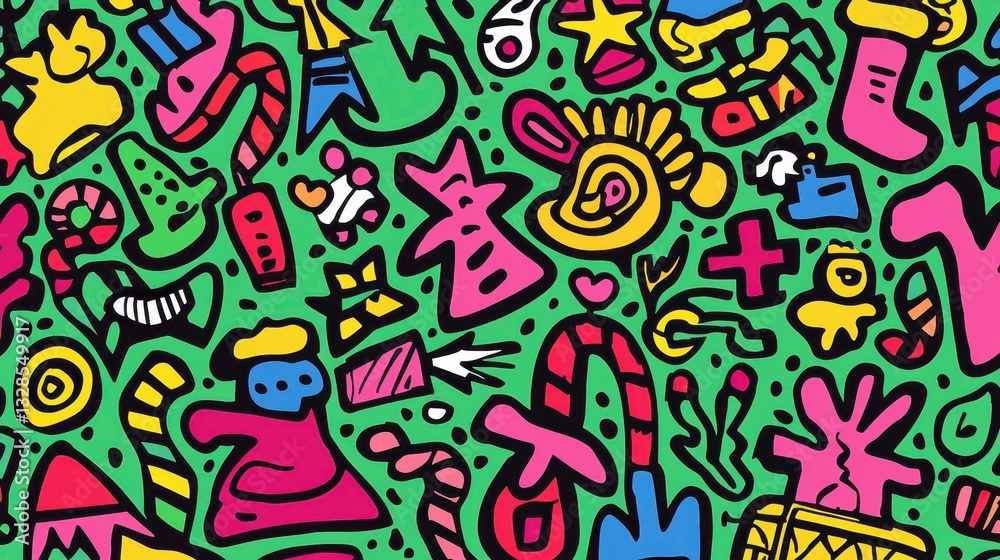 Obraz premium Colorful Abstract Pattern with Fun Shapes and Elements for Design