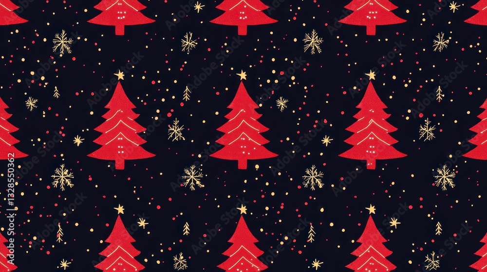 Festive Christmas Tree Pattern with Stars and Snowflakes Design Festive Christmas Tree Pattern with Stars and Snowflakes Design