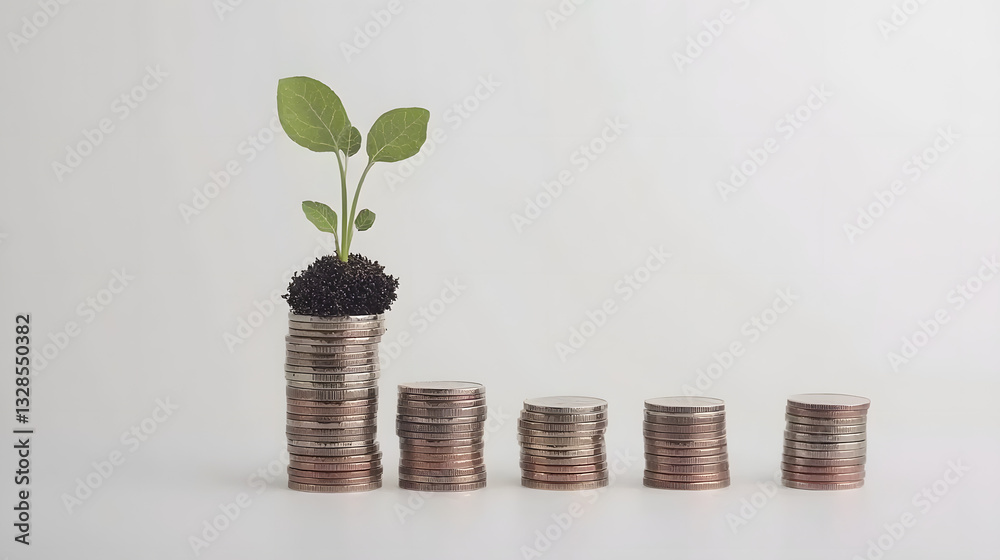 A stack of coins with a plant growing on top, symbolizing financial growth, investment, sustainability, and economic prosperity.
A stack of coins with a plant growing on top, symbolizing financial growth, investment, sustainability, and economic prosperity.