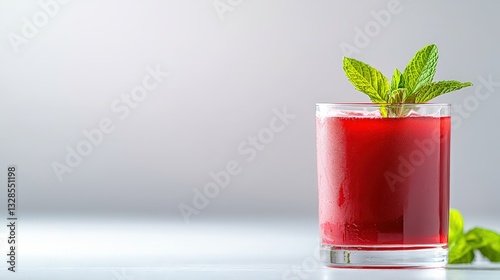 Wallpaper Mural Clear glass filled with refreshing bissap hibiscus drink showcasing a deep red color and vibrant presentation Torontodigital.ca