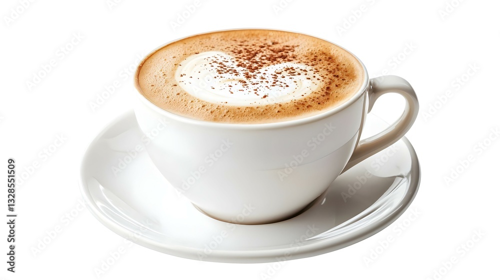 Side view of Hot cappuccino coffee in a white Side view of Hot cappuccino coffee in a white