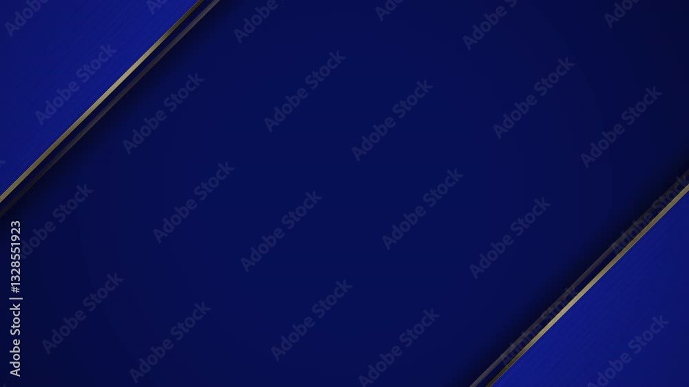 Abstract triangle shape royal blue and gold background video, looping animation