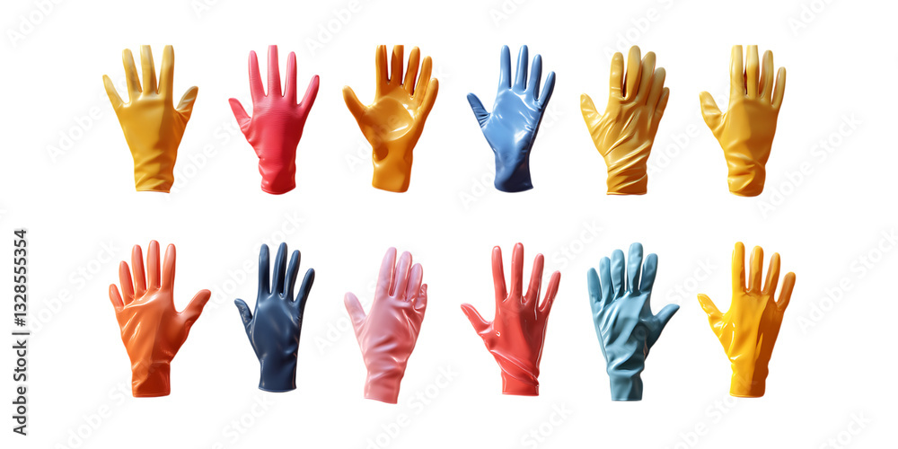 Fototapeta premium Pack Gloves Set Against Transparent Background for Fashion Design, Winter Wear, or Safety Equipment Branding Projects