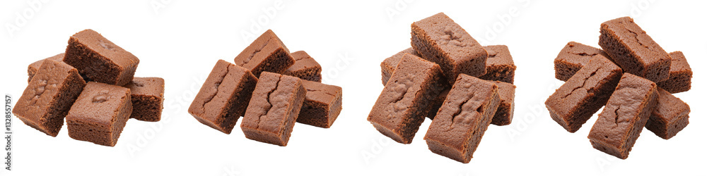 Chocolate Cake Bites on White, Cut Out Set Chocolate Cake Bites on White, Cut Out Set