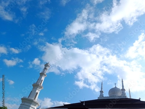 The Holy Tower Splits the Clouds, the Majesty of the Mosque Under the Sky