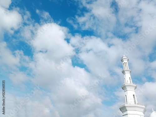 The Holy Tower Splits the Clouds, the Majesty of the Mosque Under the Sky